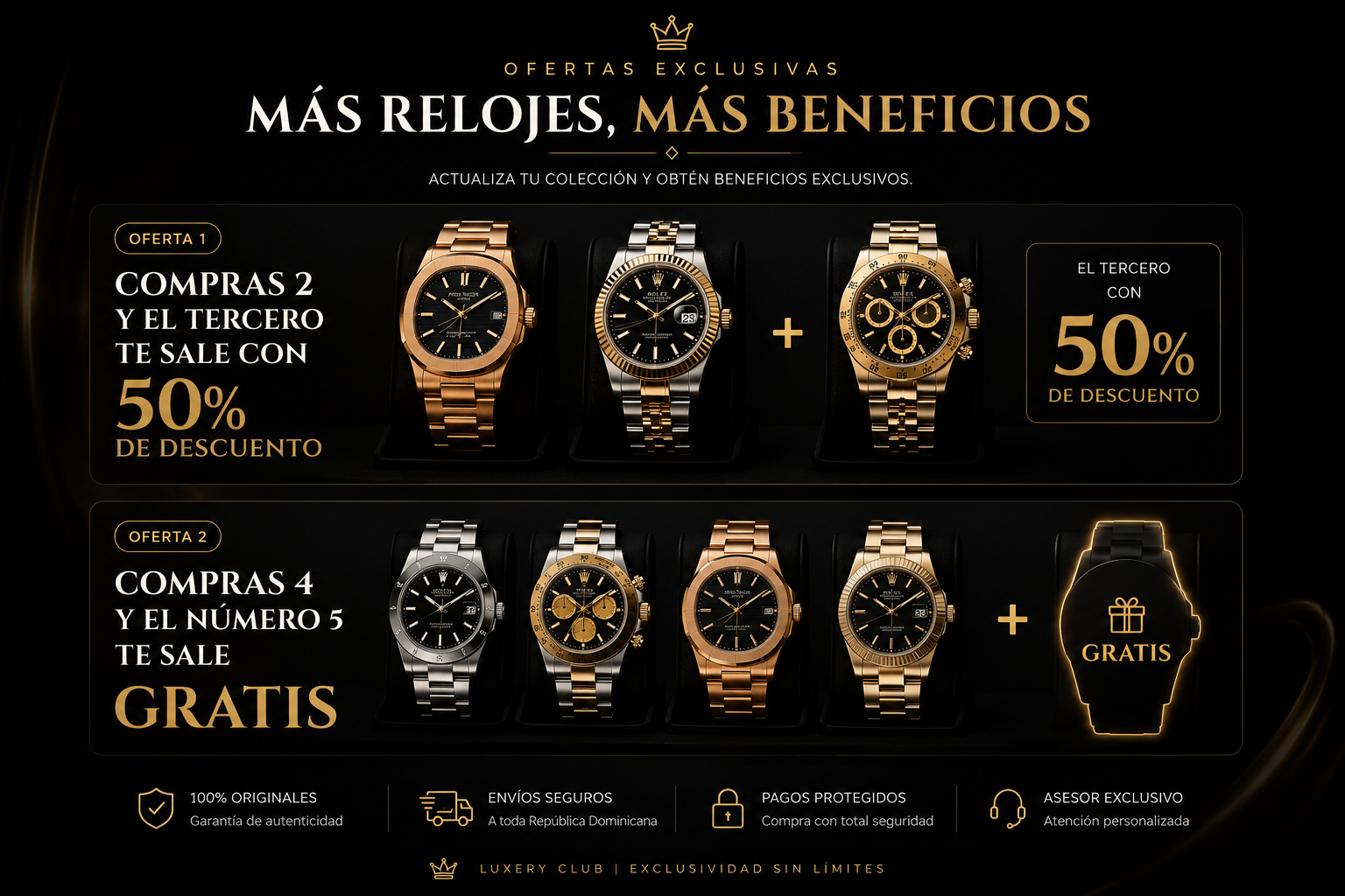 Ofertas exclusivas - Compra 2 y el tercero con 50% de descuento, compra 4 y el numero 5 gratis
